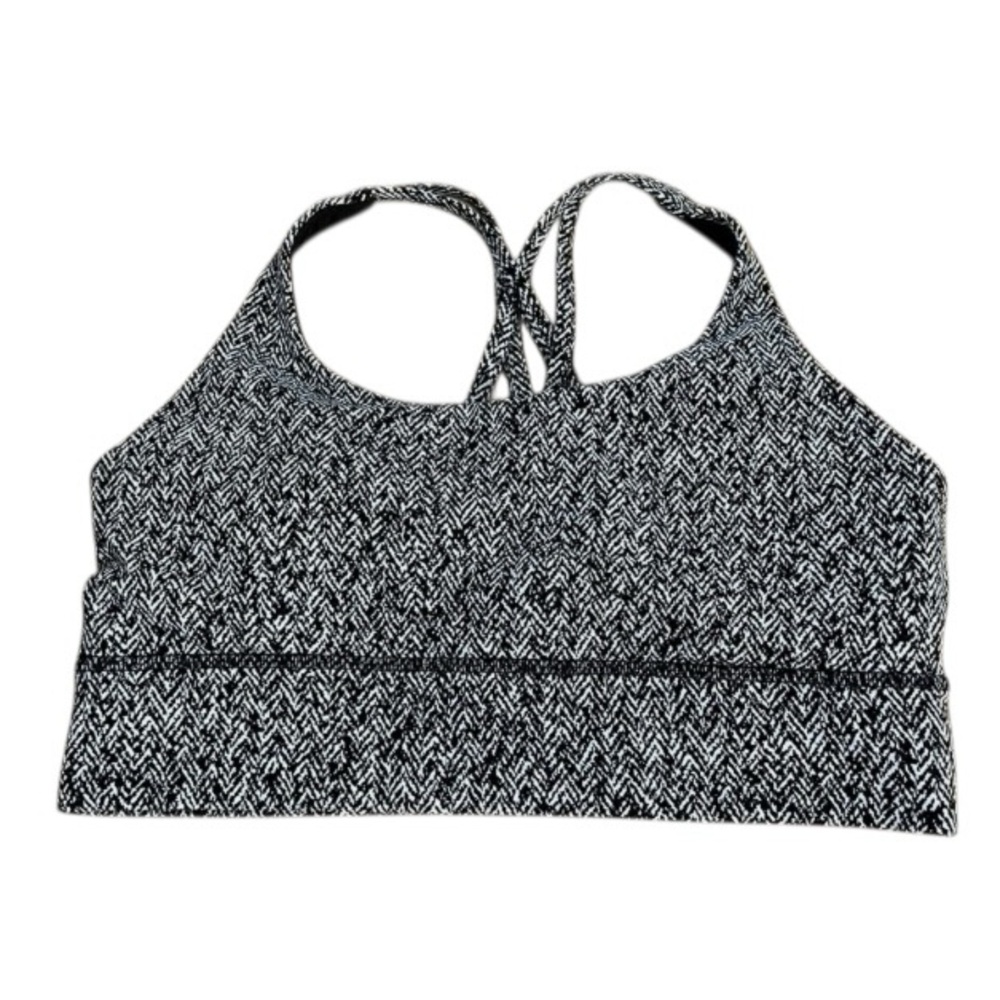 Lululemon Energy Bra Long Line Women 6 Scattered Herringbone Black White Active - Picture 4 of 7